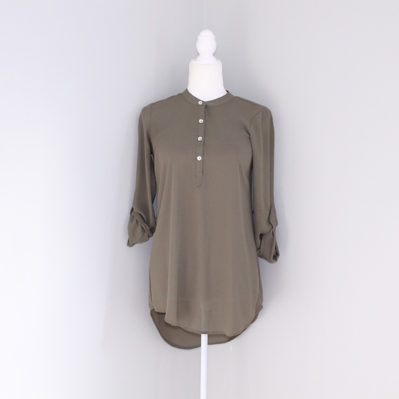 About a Girl Green Olive High-Lo Tunic Dress Sz S - Picture 2 of 7
